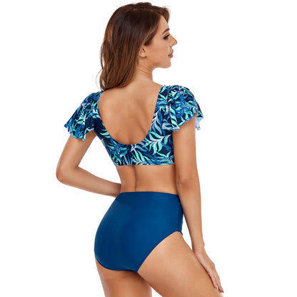 TN  Sexy Woman's Blue High Waisted Flappy Swimsuit 2 Piece