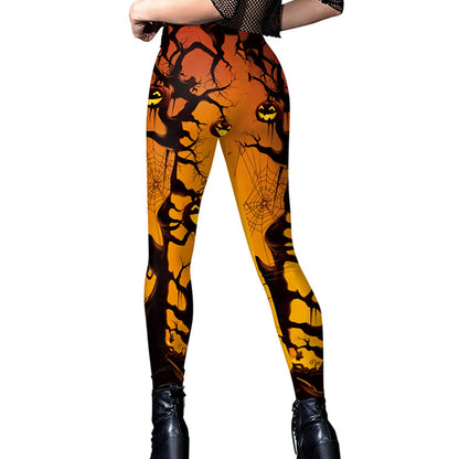 Halloween Sexy Tights, Halloween Carnival Lady's High-Waisted Fitness Leggings Pant