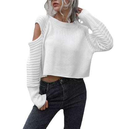 TN Woman's Short Knitwear Stylish Sweater with Hollow off the Shoulder