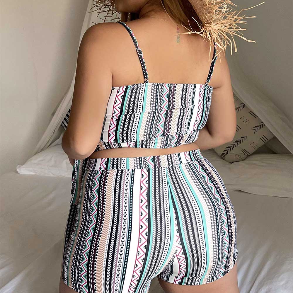 TN Plus-Size Striped Strapless Swimsuit Two Pieces Bikinis for Woman