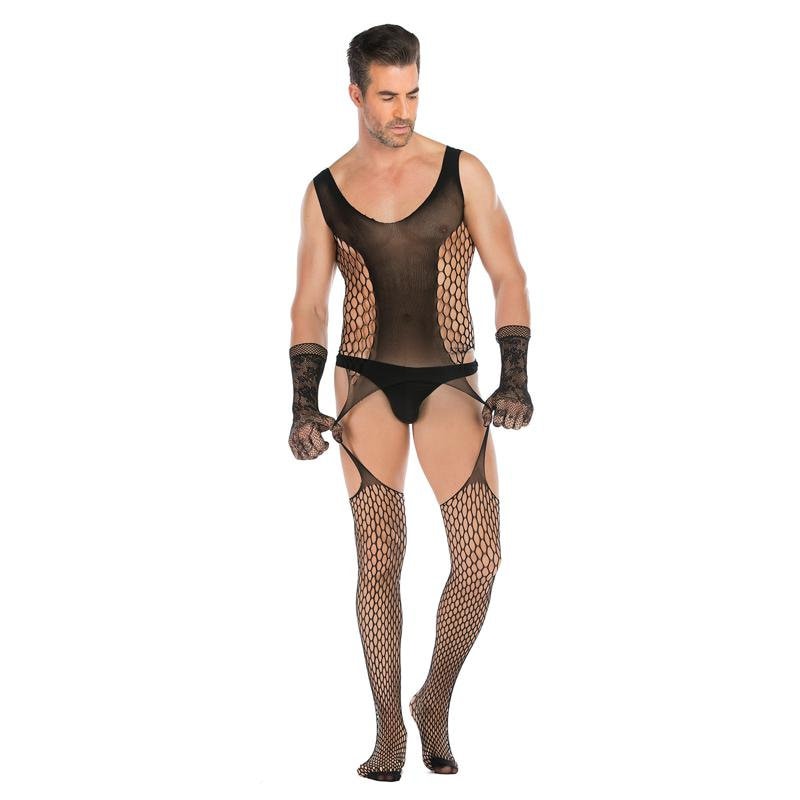Men's mesh bodysuit - men's pantyhose - men's stockings - men's tights - men's sexy outfit - men's fishnet stockings - men's lingerie