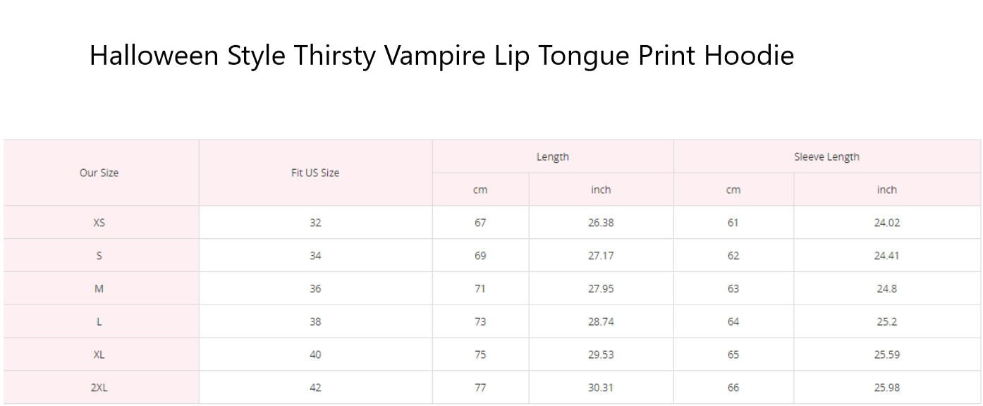 Halloween Style Thirsty Vampire Lip Tongue Print Hoodie