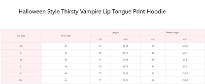 Halloween Style Thirsty Vampire Lip Tongue Print Hoodie