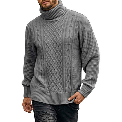 Men's Knitted Sweaters Turtleneck Basic Ribbed Pullover Thermal Solid Sweaters