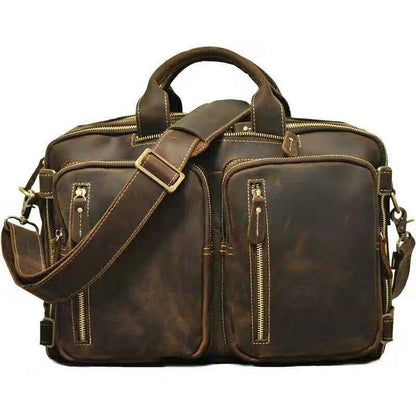 Men's Genuine Leather Hand-held One Shoulder Messenger Bag, Leather bag, leather tote bag, leather carryon bag, leather shoulder bag,