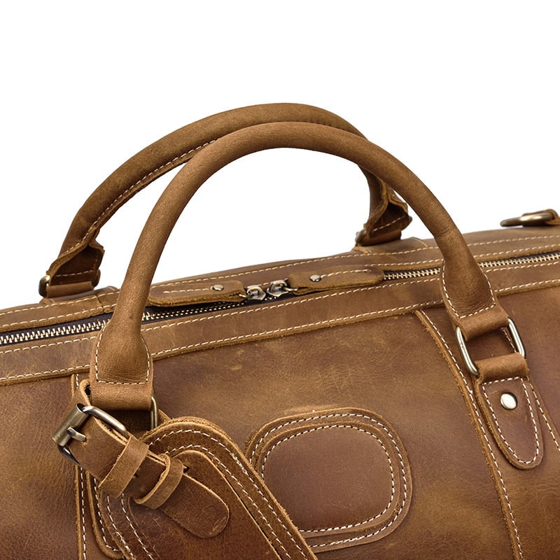 Crazy horse leather large capacity luggage bag, Leather bag, leather tote bag, leather carryon bag, leather shoulder bag
