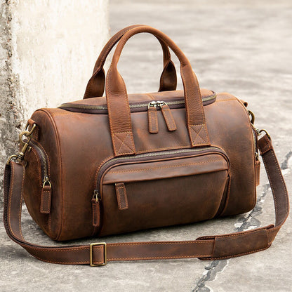 New Leather Handmade Retro Leather Men's Hand Luggage Bag Large Capacity Leather bag, leather tote bag, leather carryon bag, shoulder bag,