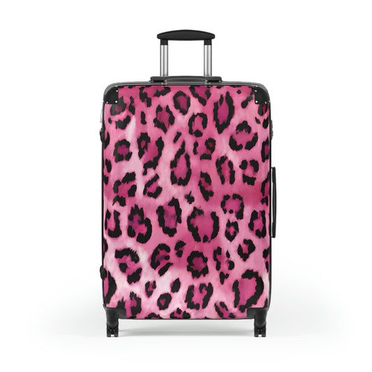 Ladies' suitcase, Women suitcase, Ladies Pink Cheetah Suitcase, Ladies Pink Leopard Suitcase, Animal Print Suitcase, Women carryon bag