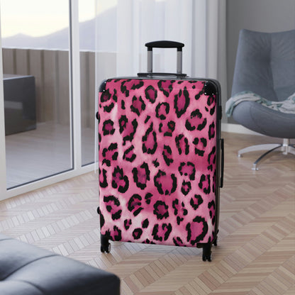Suitcase - Women's Suitcase - Women Suitcase - Suitcase for women - Women's suitcase pink cheetah - Women's suitcase leopard print  - animal