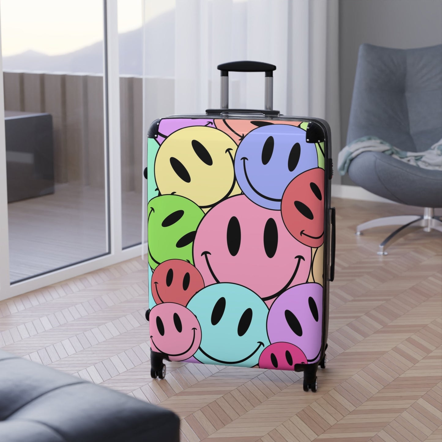 Women's Suitcase, Women Suitcase, Suitcase for Women, Smiley Face Suitcase, Happy Face Suitcase, Smiley Suitcase, Suitcase, Luggage