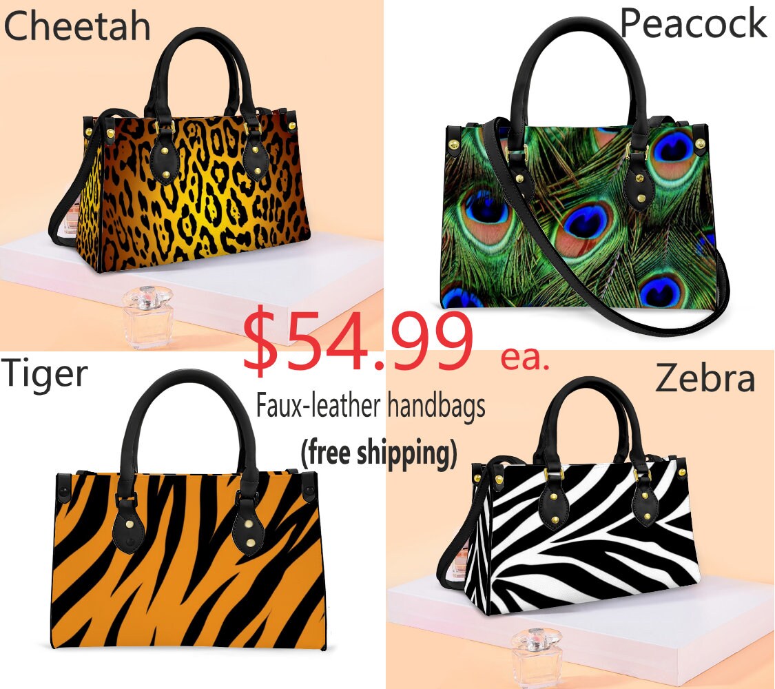 Zebra print handbag / Cheetah  handbag / Tiger handbag / Peacock  handbag / animal print wallet / animal print handbag / animal  print purse