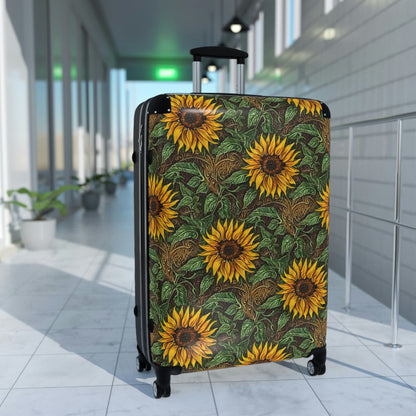 Suitcase, Ladies suitcase, women suitcase, women carryon, Sunflower suitcase, Sunflower luggage, Sunflower travel bag, Sunflower carryon