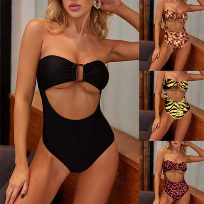 Tube Top bikini style one-piece swimsuit, sexy swimwear with four different choices of prints and beautiful colors