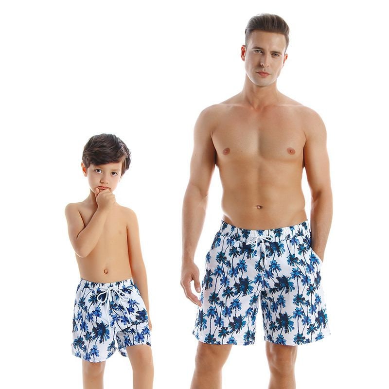 Coconut Trees Print Parent-Child One-Piece Swimsuit Print Parent-Child One-Piece Swimsuit