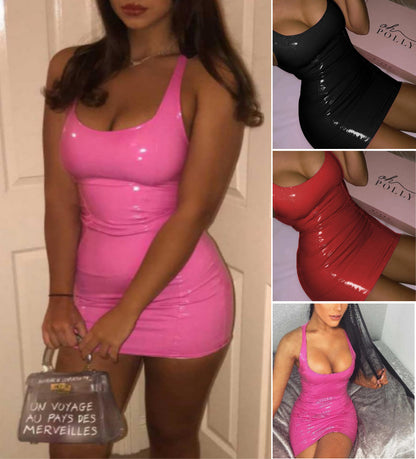 Leather dress, Sexy leather Club dress (faux)-some seriously sexy clothes, maybe even a tad slutty dress, truly a sexy leather skirt dress!