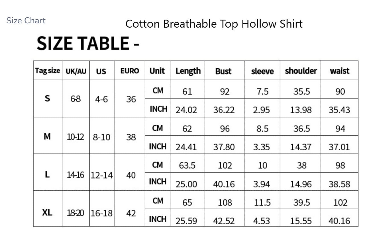 Cotton Breathable Top Hollow Shirt Summer Sleeve Shirt