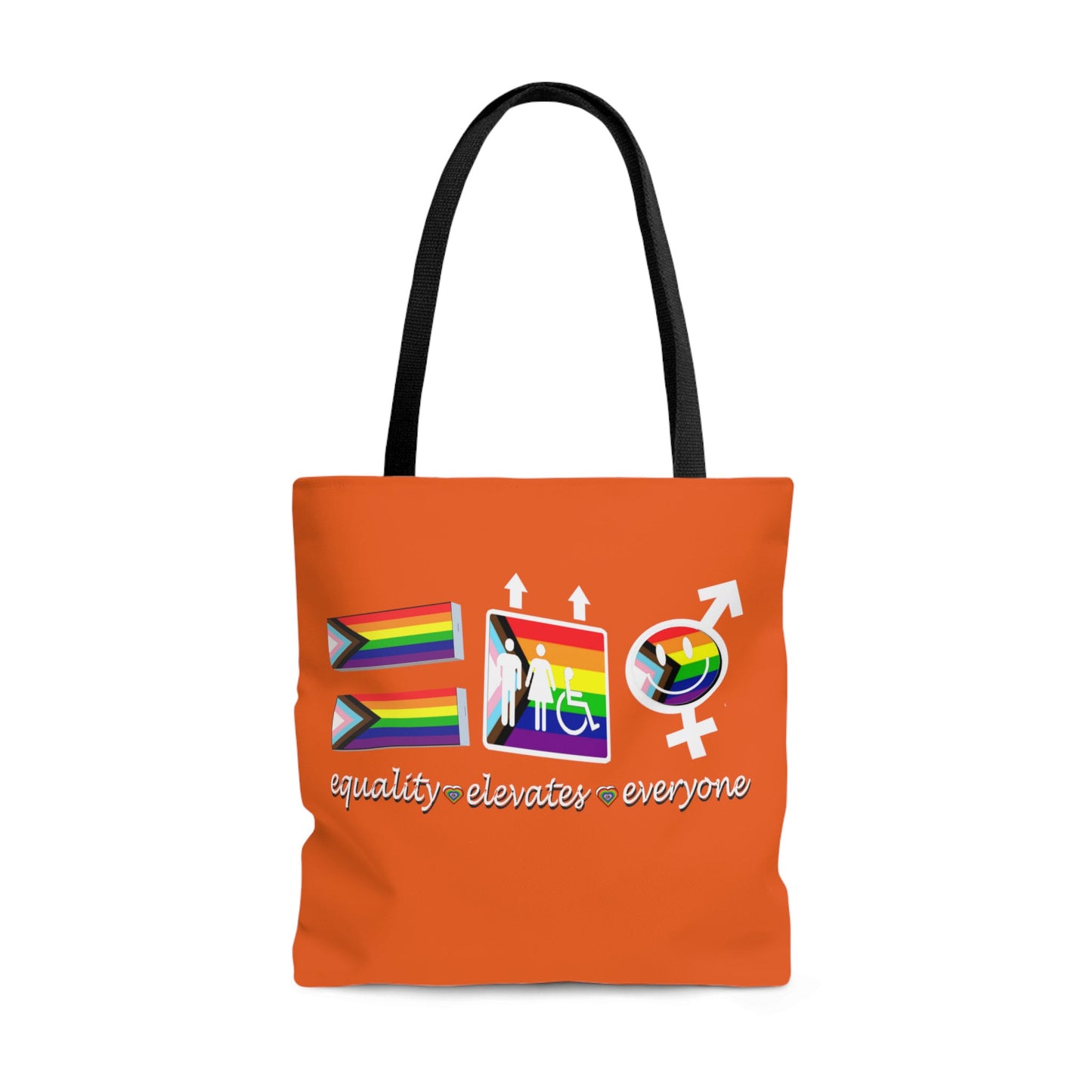 Equality Elevates Everyone Tote Bag. Beautifully designed Gay Tote Bag. 21 colors availalble!