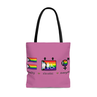 Equality Elevates Everyone Tote Bag. Beautifully designed Gay Tote Bag. 21 colors availalble!