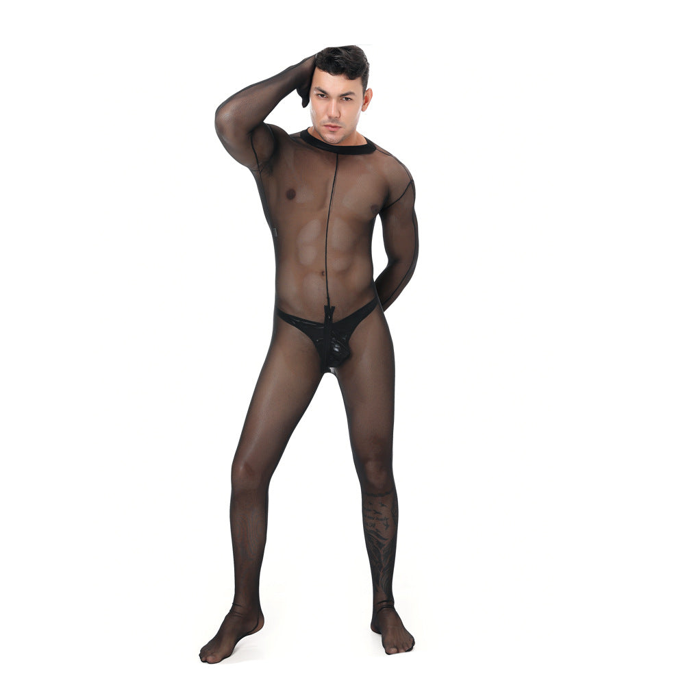 Men's Sexy Bodysuit Lingerie Bar Performance Fishnet net Hose for Men Sexy Men