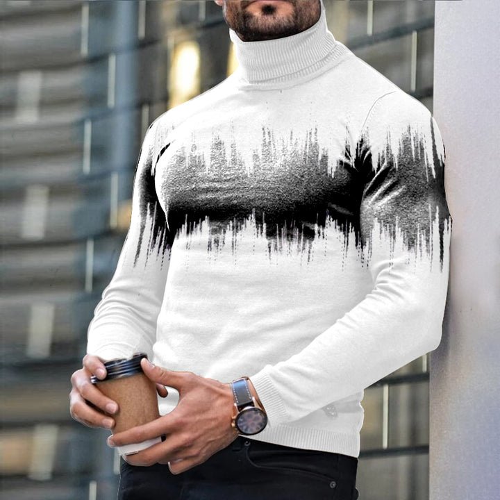 Autumn Winter Men's Long Sleeve Turtleneck T Shirt Printed Casual Top - Show Your Gay Pride