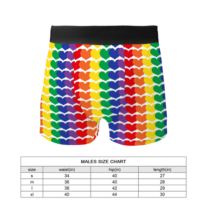 Rainbow Heart Men's Short Pants Summer Swimwear Beach Trunks