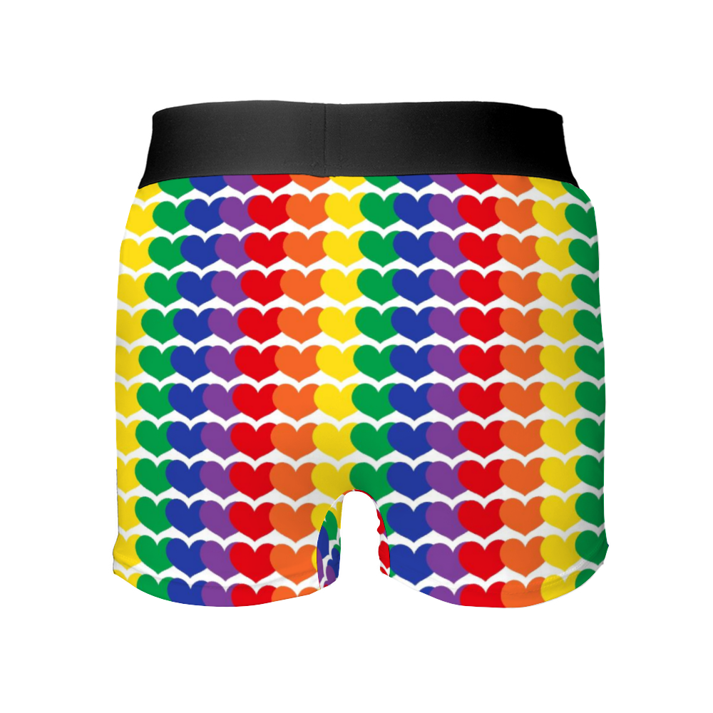 Rainbow Heart Men's Short Pants Summer Swimwear Beach Trunks